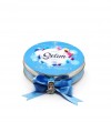 Erkek Bebek Çikolatası Metal Yuvarlak Mavi Balon Baskılı (80 Adet Napoliten Çikolata)