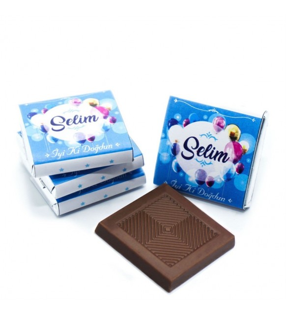 Erkek Bebek Çikolatası Metal Yuvarlak Mavi Balon Baskılı (80 Adet Napoliten Çikolata)