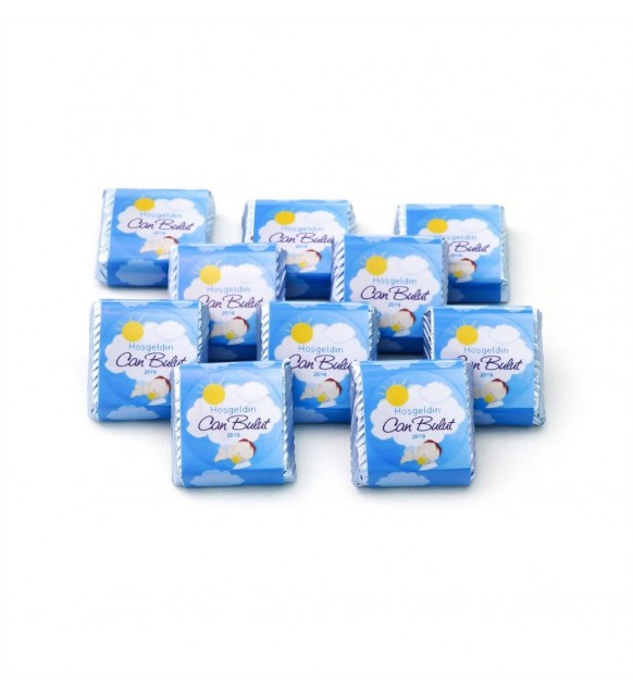 Erkek Bebek Çikolatası - İsimli Bebek Çikolatası 100 adet Napoliten Çikolata ( Bulut Tasarımlı ) Erkek Bebek Çikolatası - İsimli Bebek Çikolatası 100 adet Napoliten Çikolata ( Bulut Tasarımlı )