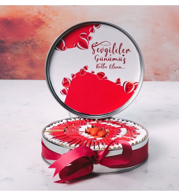 Sevgiliye Çikolata Kutusu Kalp Tasarımlı (80 Adet Napoliten Çikolata)