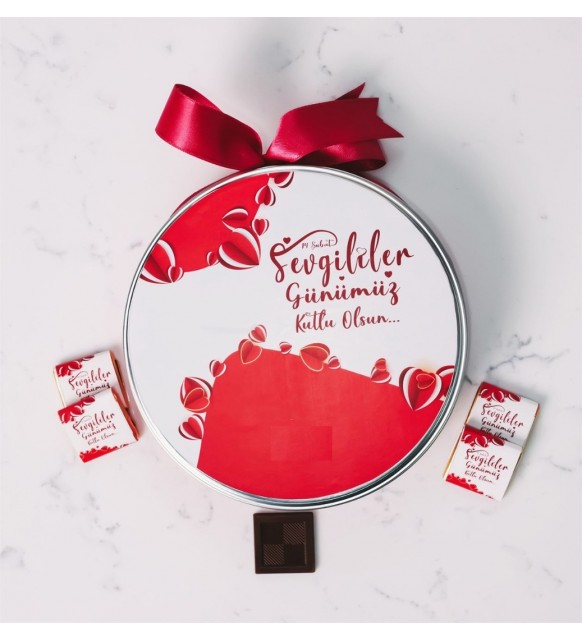 Sevgiliye Çikolata Kutusu Kalp Tasarımlı (80 Adet Napoliten Çikolata)