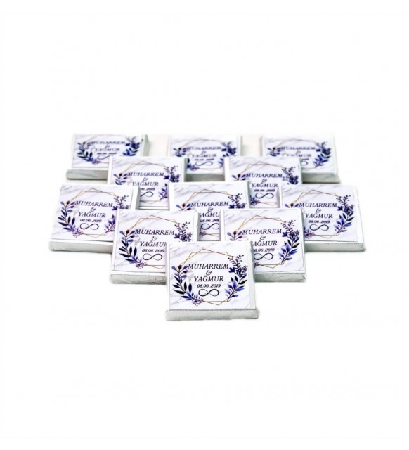 Söz Nişan Çikolatası İsimli Nişan Çikolatası Lavanta Tasarımlı (50 Adet Dökme Napoliten Çikolata)