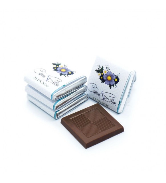 Söz Nişan Çikolatası Metal Yuvarlak Kutu Çiçek Tasarımlı (80 Adet Dökme Napoliten Çikolata)